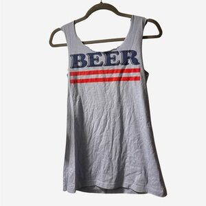 USA / American Flag 4th of July Holiday Beer Cut Out Tank Top Blue Red